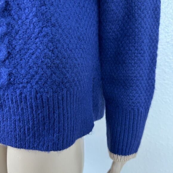 Ann Taylor Women's Navy Sweater Gold Button Mock Neck Nautical XS New - Picture 4 of 10